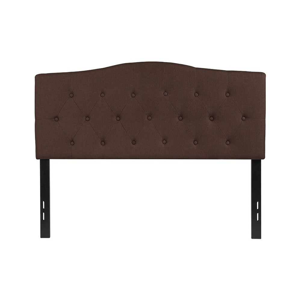 Cambridge Tufted Upholstered Full Size Headboard in Dark Brown Fabric