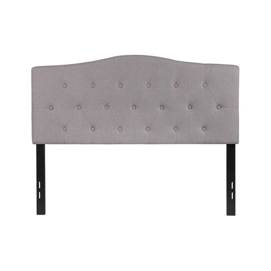 Cambridge Tufted Upholstered Full Size Headboard in Light Gray Fabric