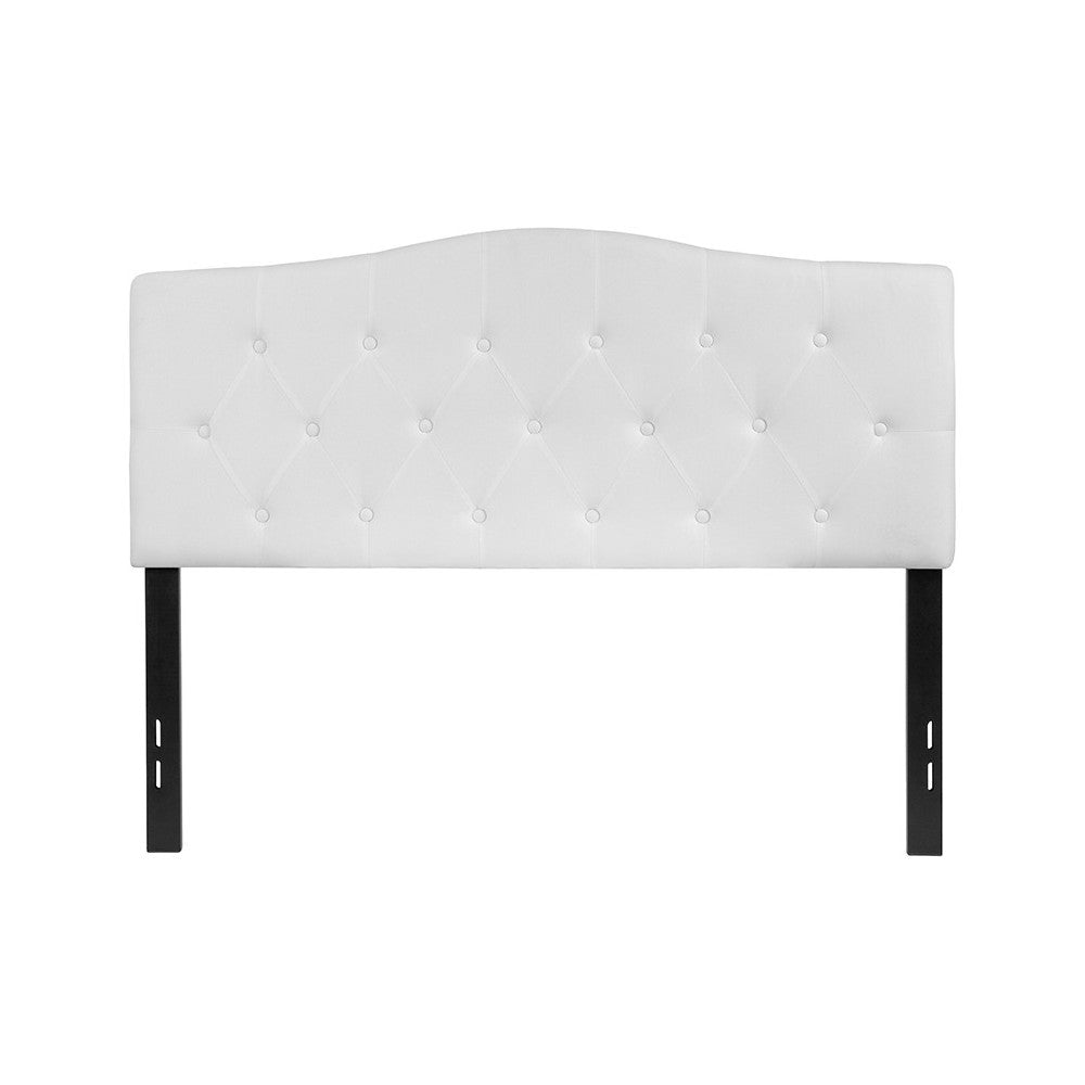 Cambridge Tufted Upholstered Full Size Headboard in White Fabric