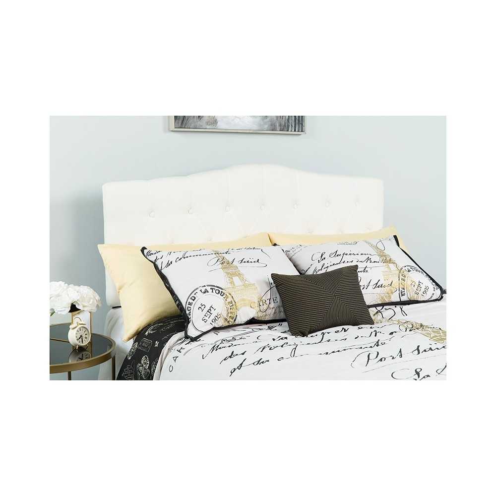 Cambridge Tufted Upholstered Full Size Headboard in White Fabric