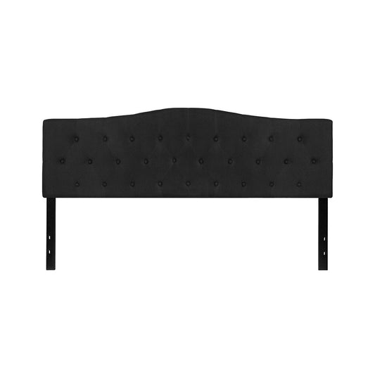Cambridge Tufted Upholstered King Size Headboard in Black Fabric