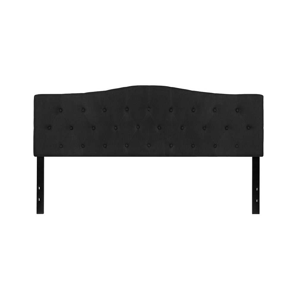 Cambridge Tufted Upholstered King Size Headboard in Black Fabric