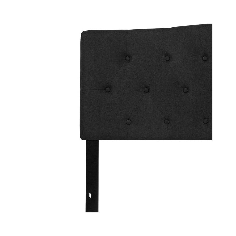 Cambridge Tufted Upholstered King Size Headboard in Black Fabric