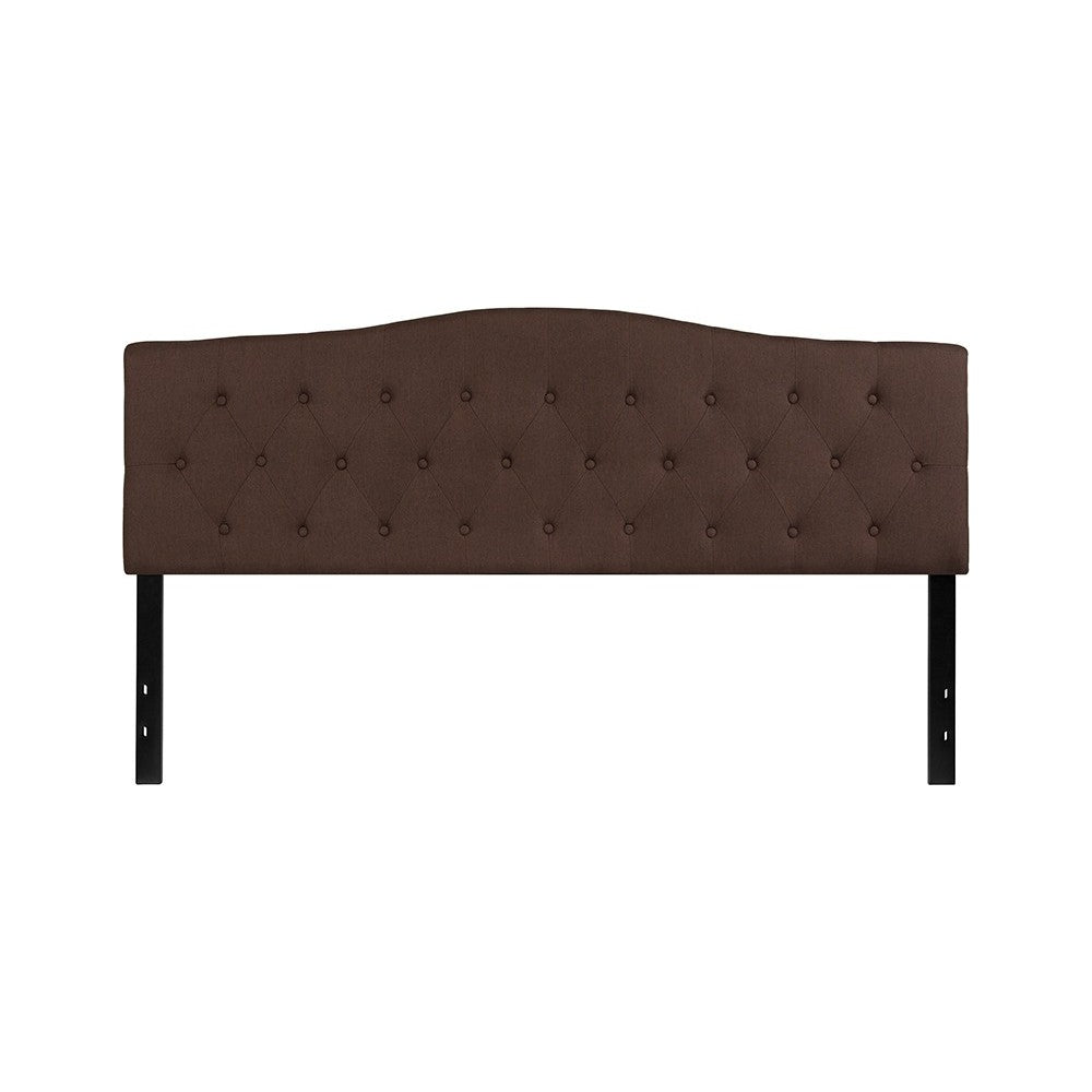 Cambridge Tufted Upholstered King Size Headboard in Dark Brown Fabric