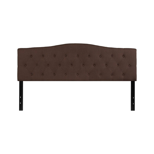 Cambridge Tufted Upholstered King Size Headboard in Dark Brown Fabric