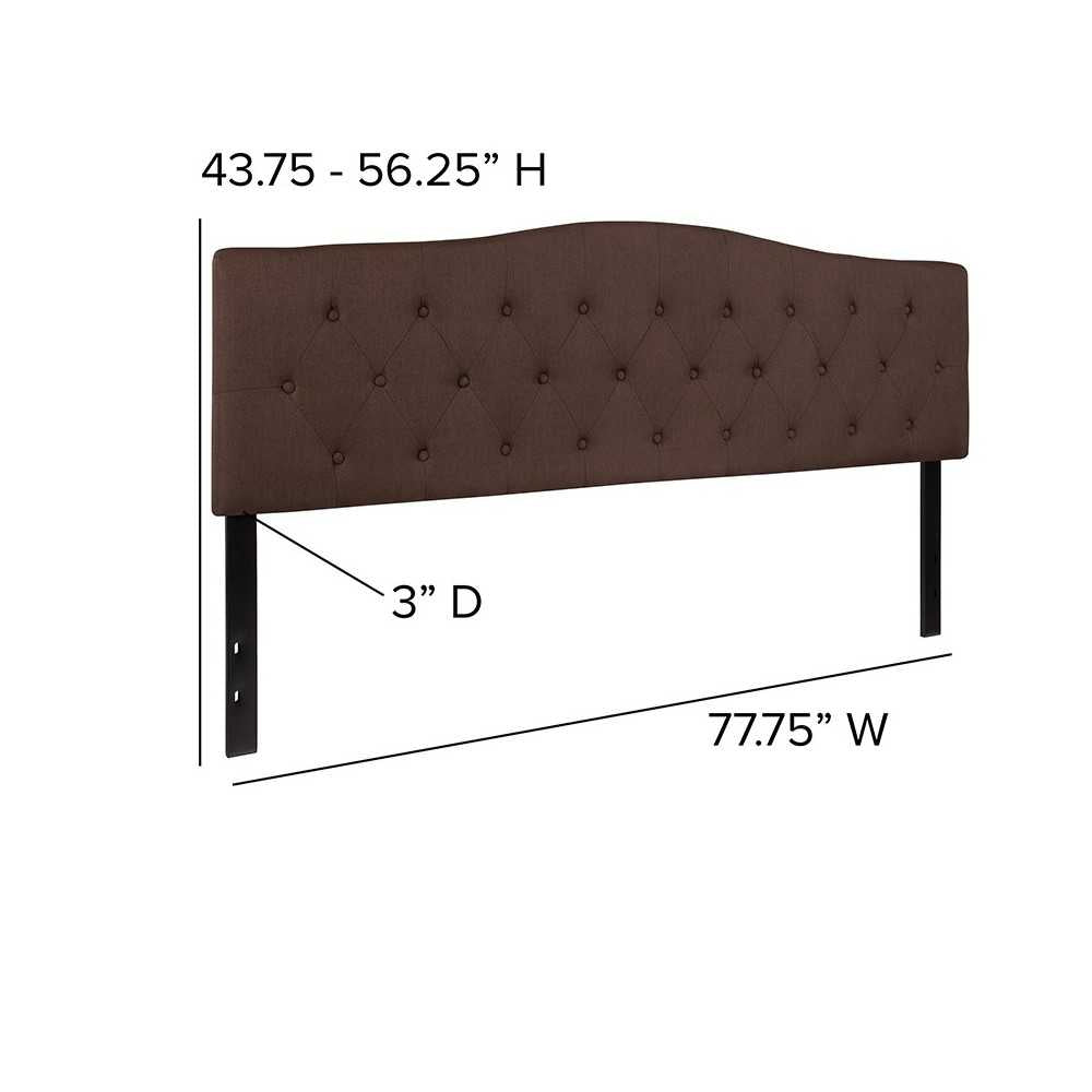 Cambridge Tufted Upholstered King Size Headboard in Dark Brown Fabric