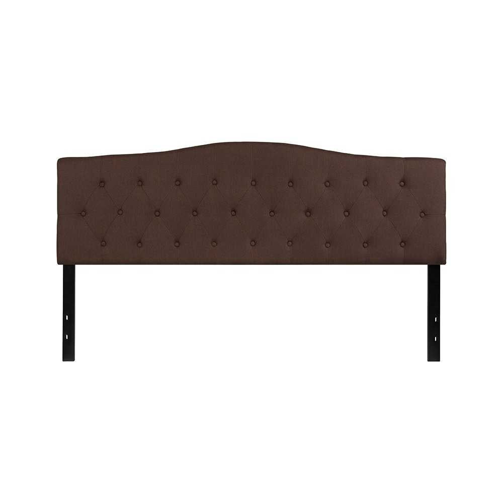 Cambridge Tufted Upholstered King Size Headboard in Dark Brown Fabric