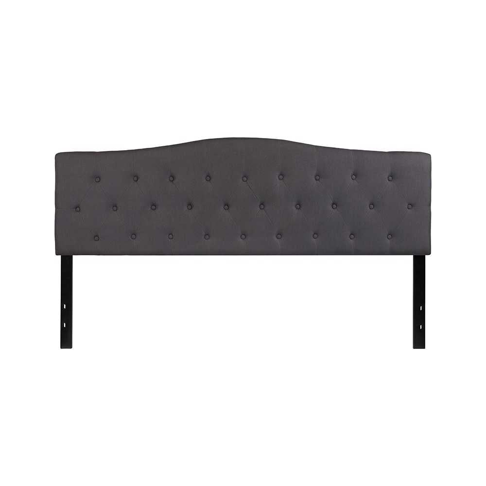 Cambridge Tufted Upholstered King Size Headboard in Dark Gray Fabric
