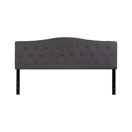 Cambridge Tufted Upholstered King Size Headboard in Dark Gray Fabric
