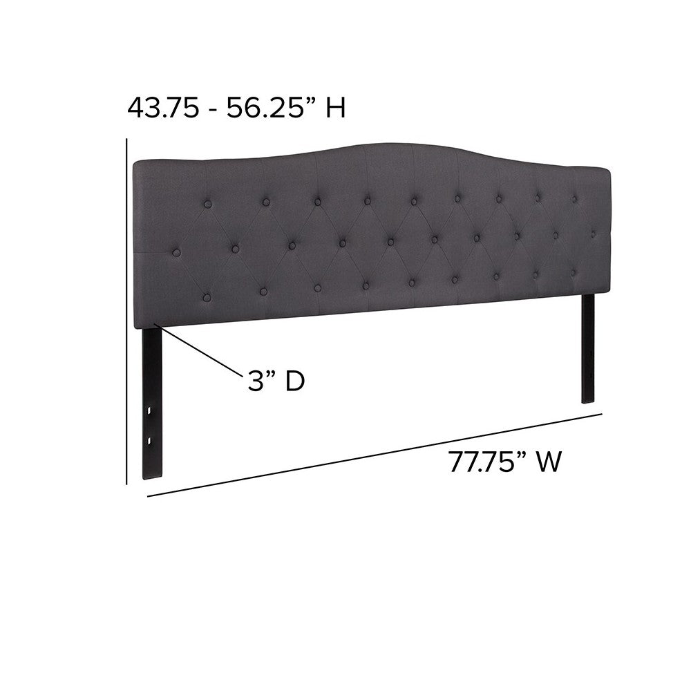 Cambridge Tufted Upholstered King Size Headboard in Dark Gray Fabric
