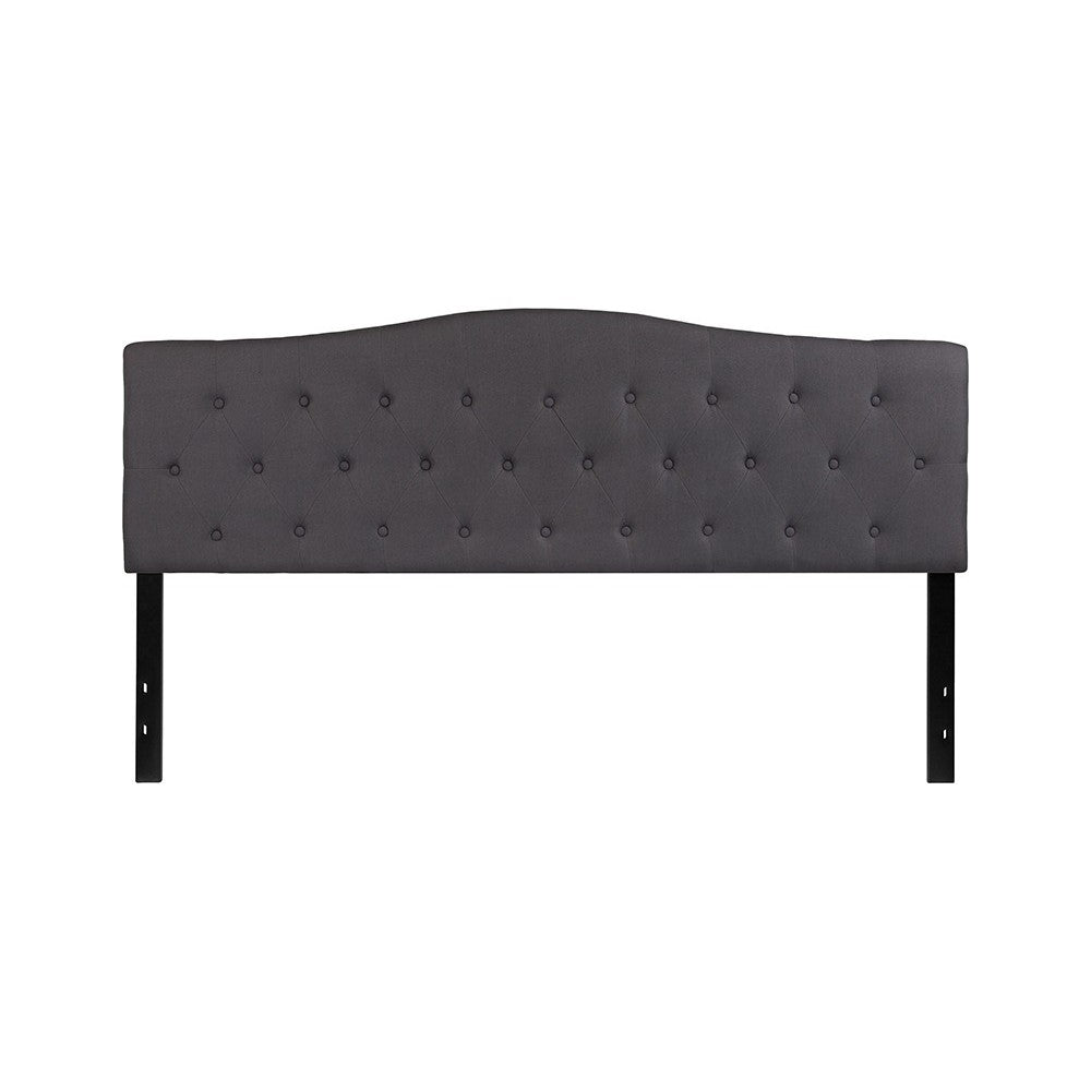 Cambridge Tufted Upholstered King Size Headboard in Dark Gray Fabric