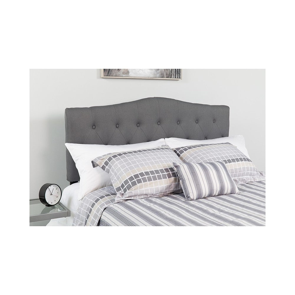 Cambridge Tufted Upholstered King Size Headboard in Dark Gray Fabric