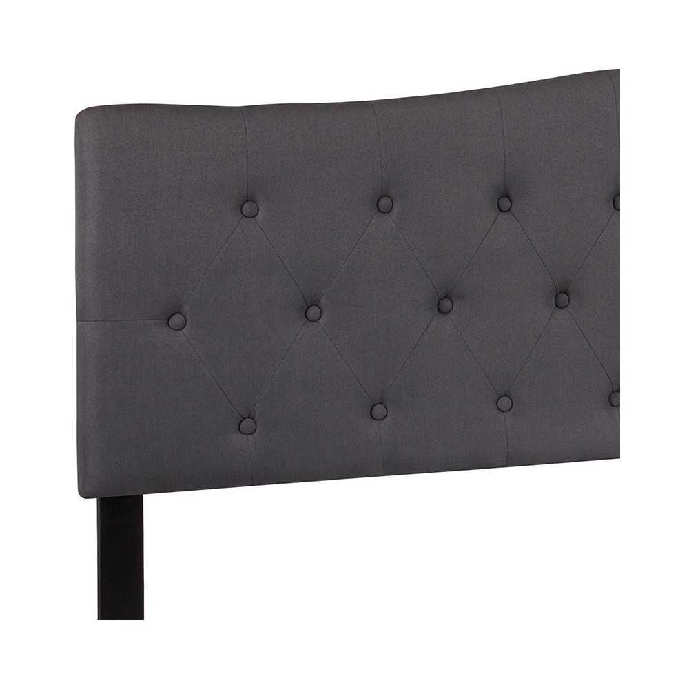Cambridge Tufted Upholstered King Size Headboard in Dark Gray Fabric