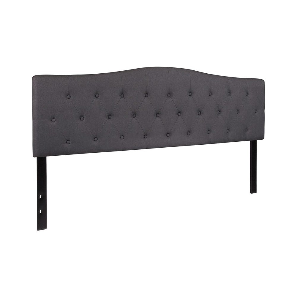 Cambridge Tufted Upholstered King Size Headboard in Dark Gray Fabric