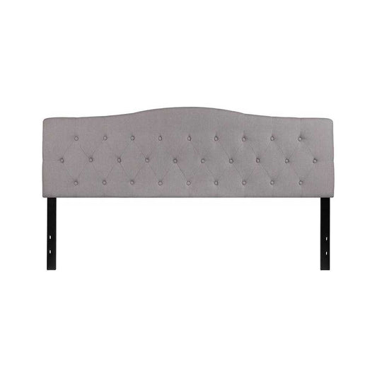 Cambridge Tufted Upholstered King Size Headboard in Light Gray Fabric