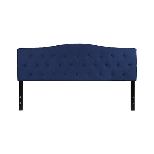 Cambridge Tufted Upholstered King Size Headboard in Navy Fabric