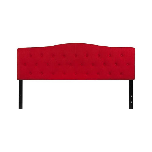 Cambridge Tufted Upholstered King Size Headboard in Red Fabric