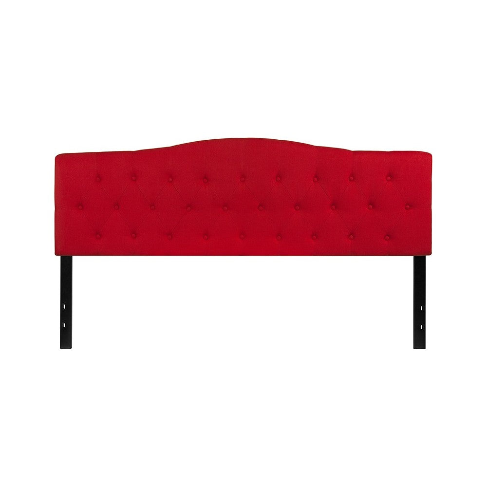 Cambridge Tufted Upholstered King Size Headboard in Red Fabric