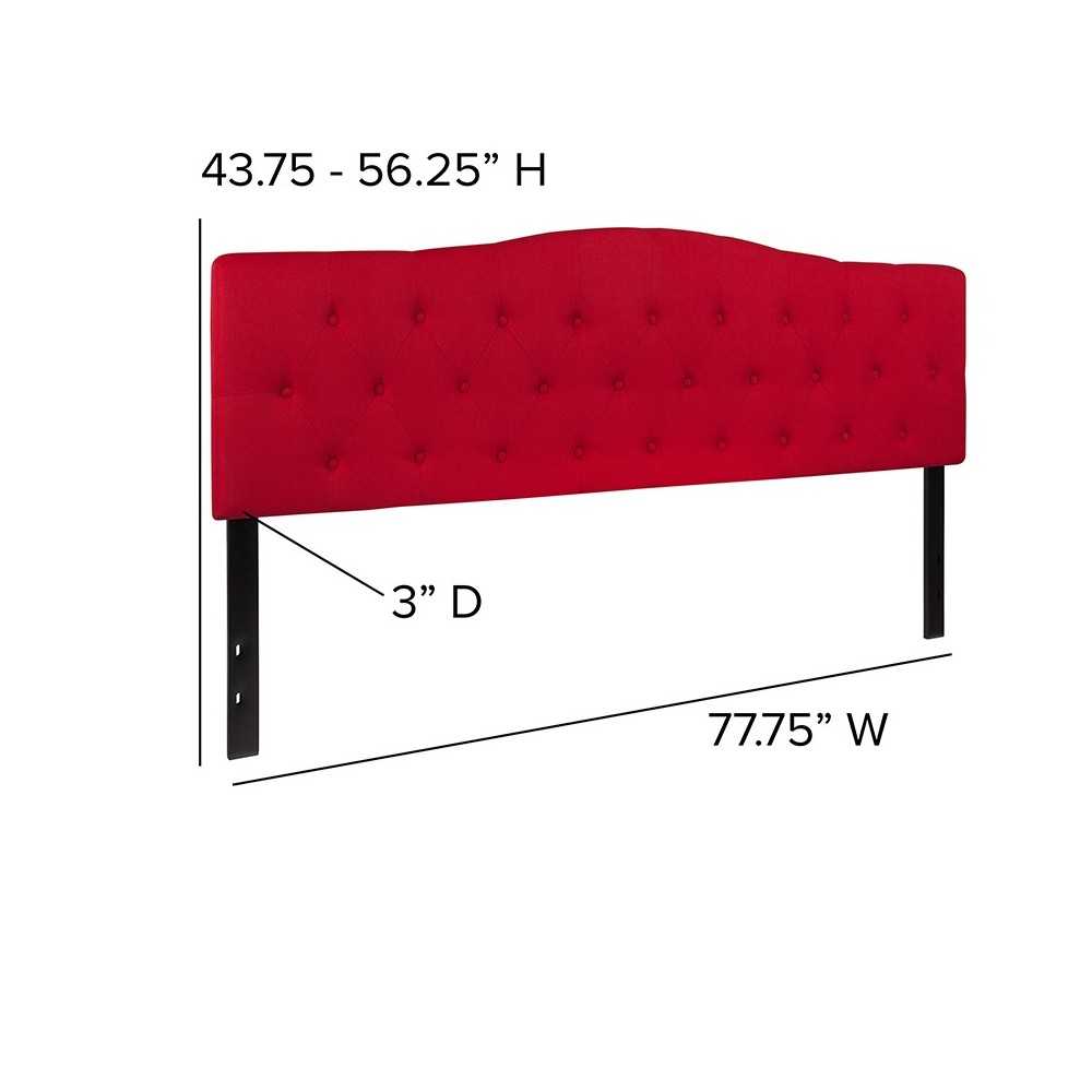 Cambridge Tufted Upholstered King Size Headboard in Red Fabric