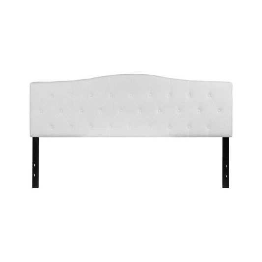 Cambridge Tufted Upholstered King Size Headboard in White Fabric