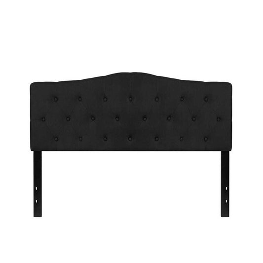 Cambridge Tufted Upholstered Queen Size Headboard in Black Fabric