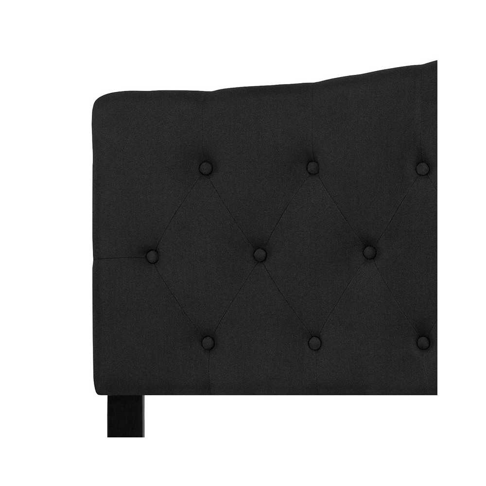 Cambridge Tufted Upholstered Queen Size Headboard in Black Fabric
