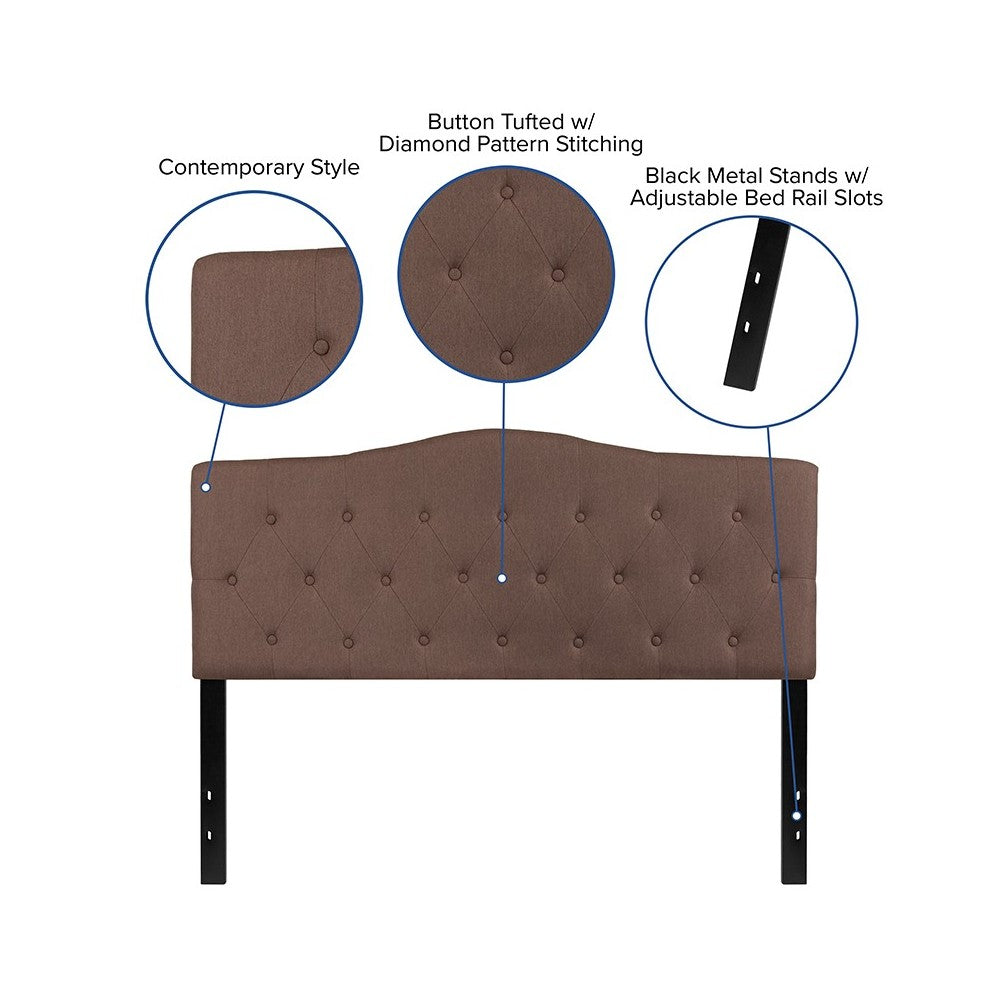 Cambridge Tufted Upholstered Queen Size Headboard in Camel Fabric