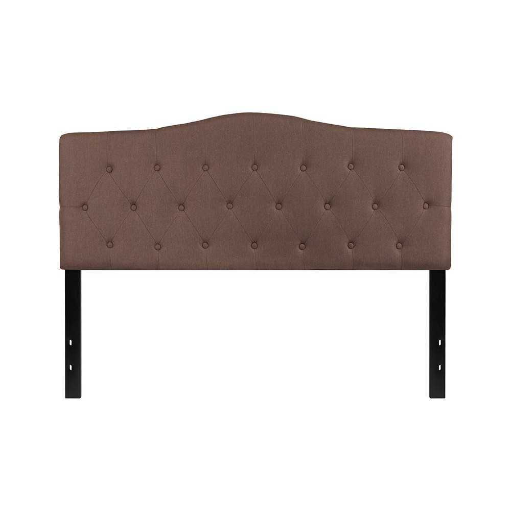Cambridge Tufted Upholstered Queen Size Headboard in Camel Fabric