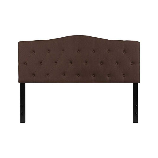 Cambridge Tufted Upholstered Queen Size Headboard in Dark Brown Fabric