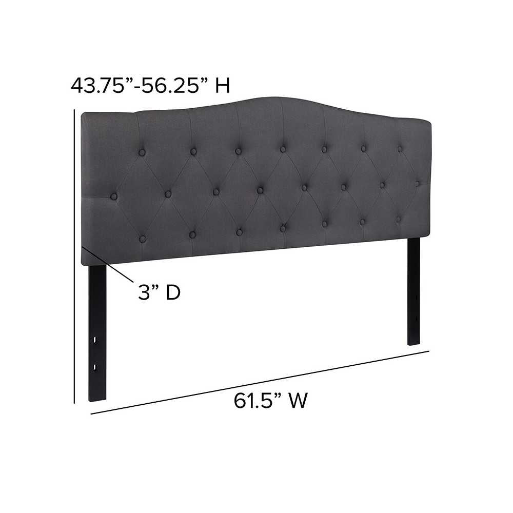 Cambridge Tufted Upholstered Queen Size Headboard in Dark Gray Fabric