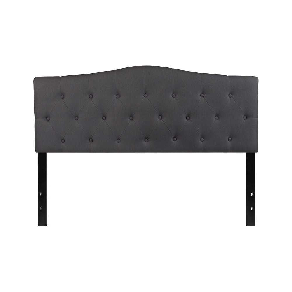 Cambridge Tufted Upholstered Queen Size Headboard in Dark Gray Fabric