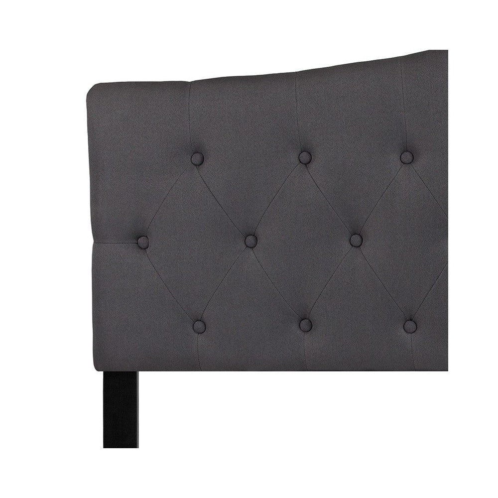 Cambridge Tufted Upholstered Queen Size Headboard in Dark Gray Fabric