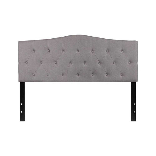 Cambridge Tufted Upholstered Queen Size Headboard in Light Gray Fabric