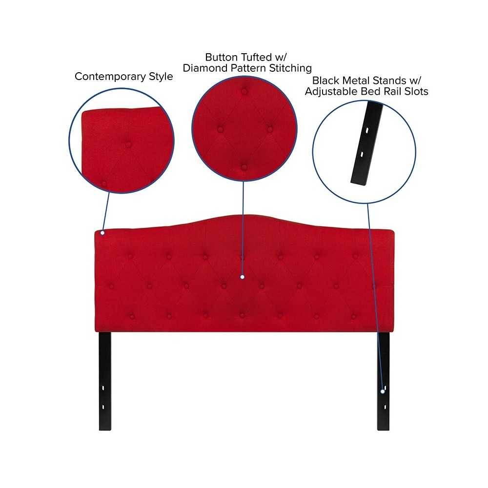 Cambridge Tufted Upholstered Queen Size Headboard in Red Fabric