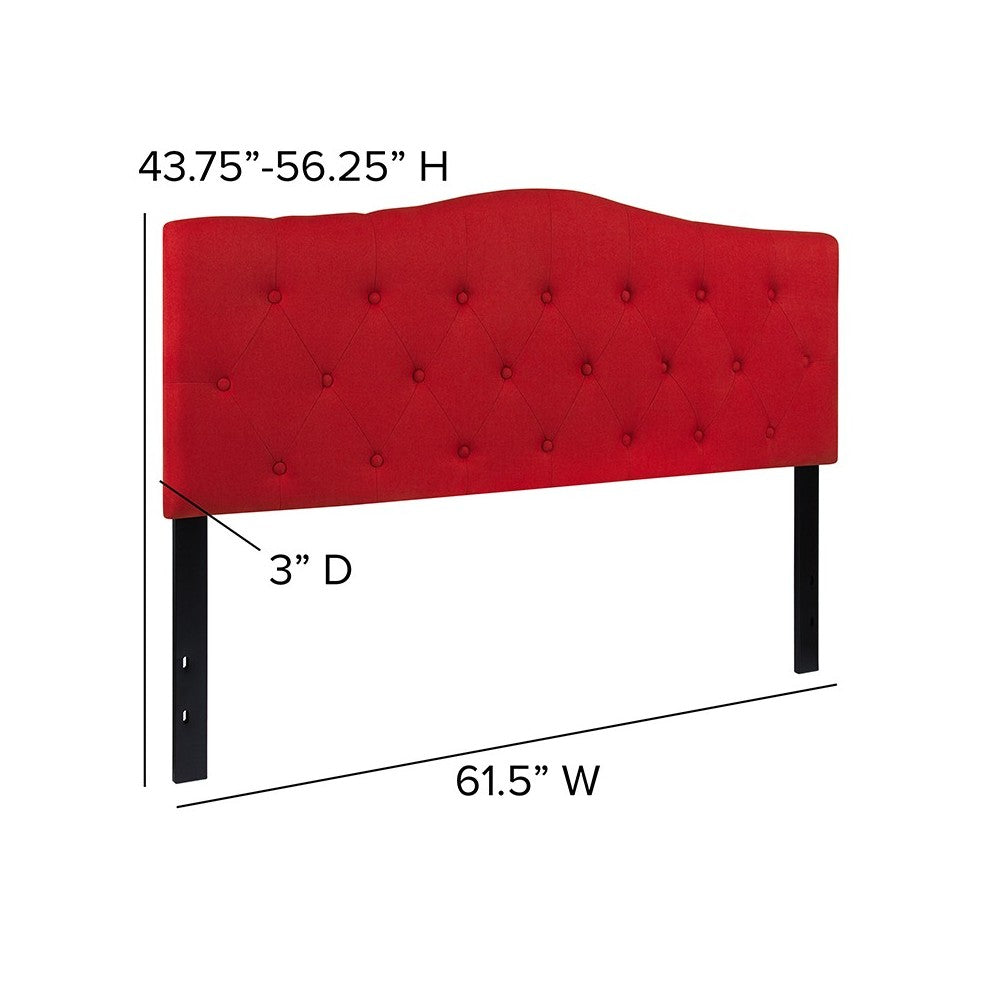 Cambridge Tufted Upholstered Queen Size Headboard in Red Fabric