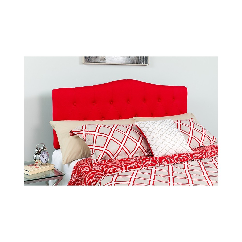Cambridge Tufted Upholstered Queen Size Headboard in Red Fabric