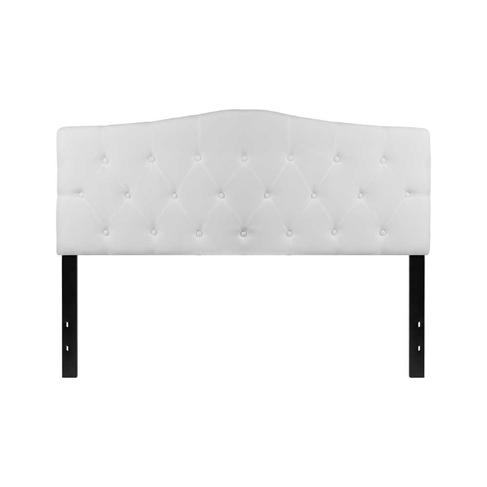 Cambridge Tufted Upholstered Queen Size Headboard in White Fabric