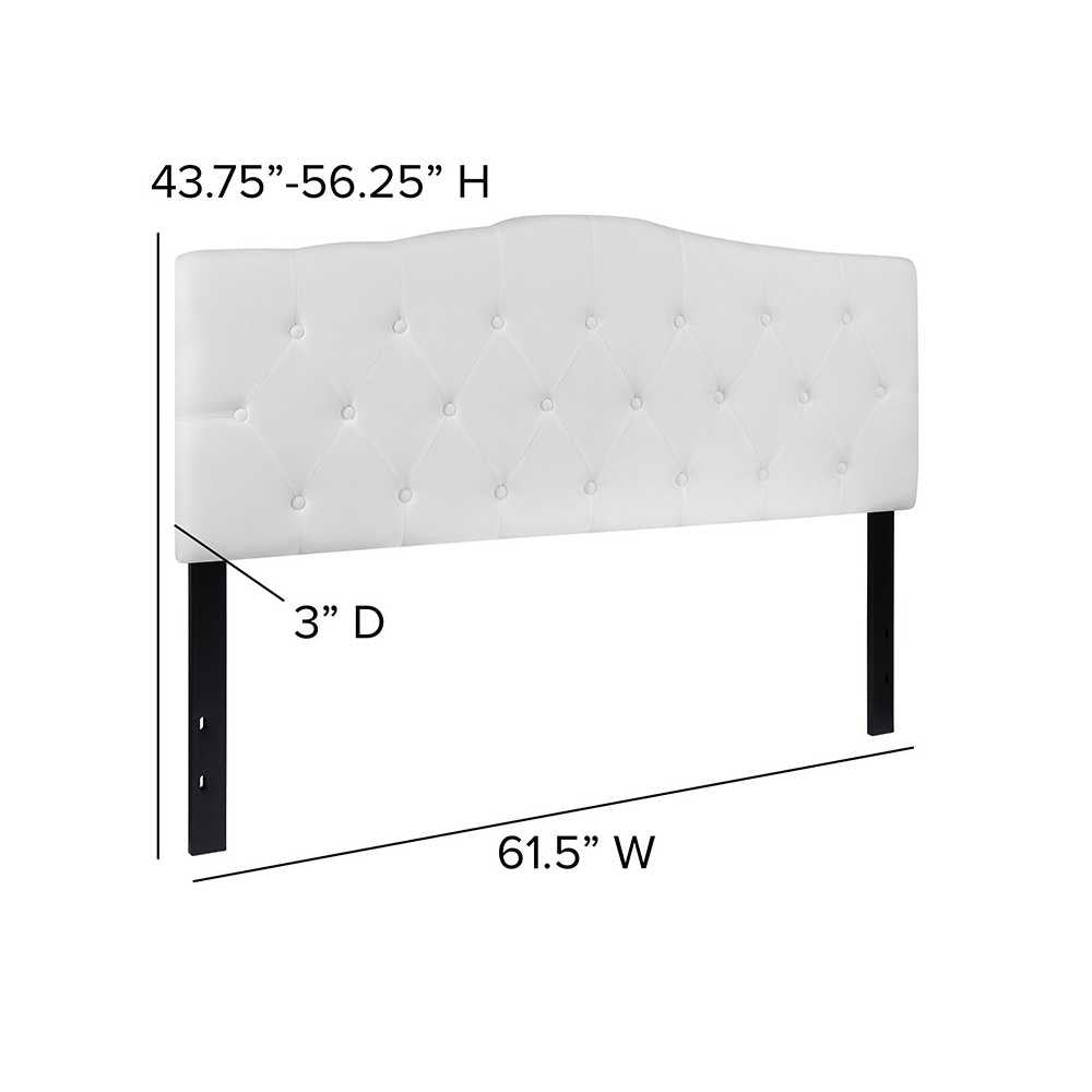 Cambridge Tufted Upholstered Queen Size Headboard in White Fabric