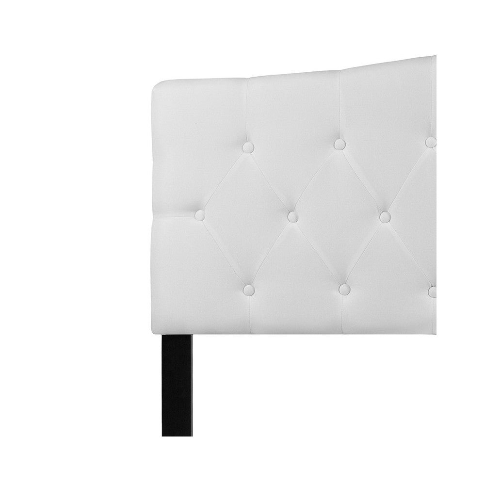 Cambridge Tufted Upholstered Queen Size Headboard in White Fabric