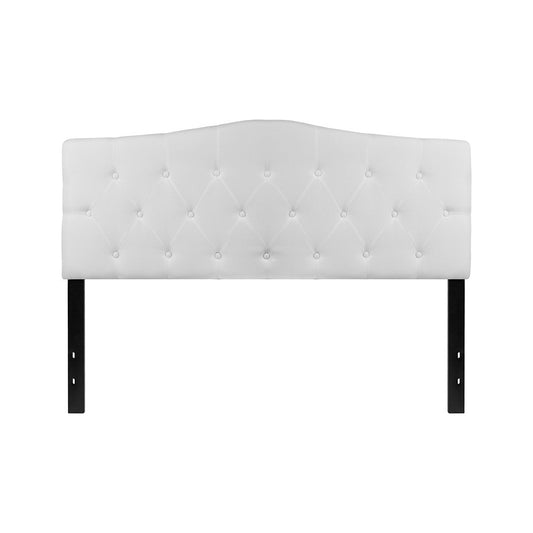 Cambridge Tufted Upholstered Queen Size Headboard in White Fabric