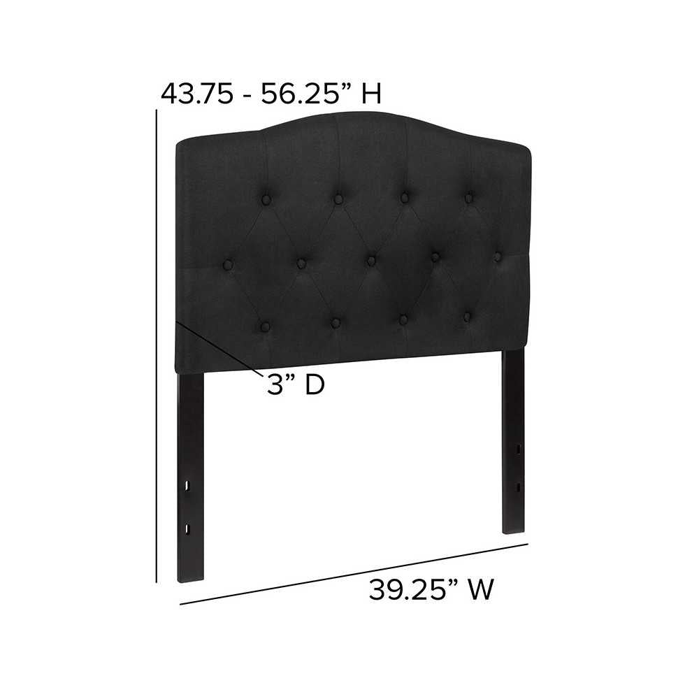 Cambridge Tufted Upholstered Twin Size Headboard in Black Fabric