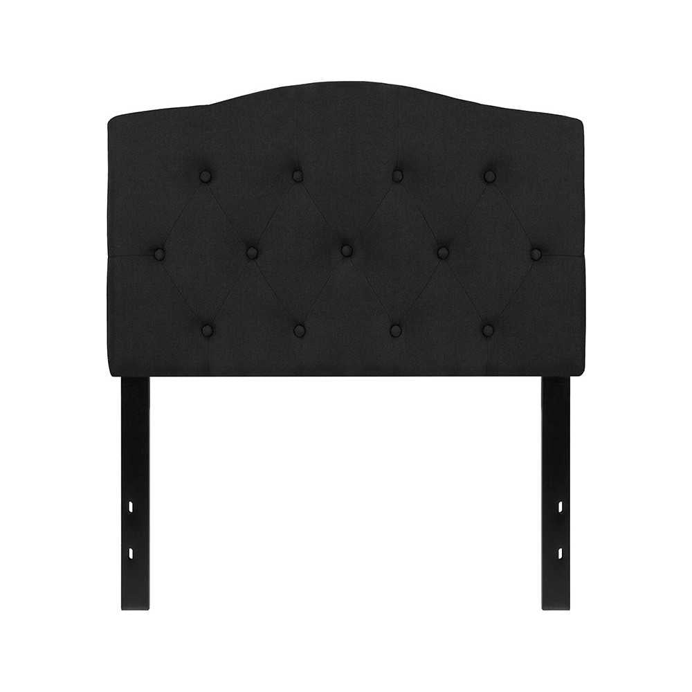 Cambridge Tufted Upholstered Twin Size Headboard in Black Fabric