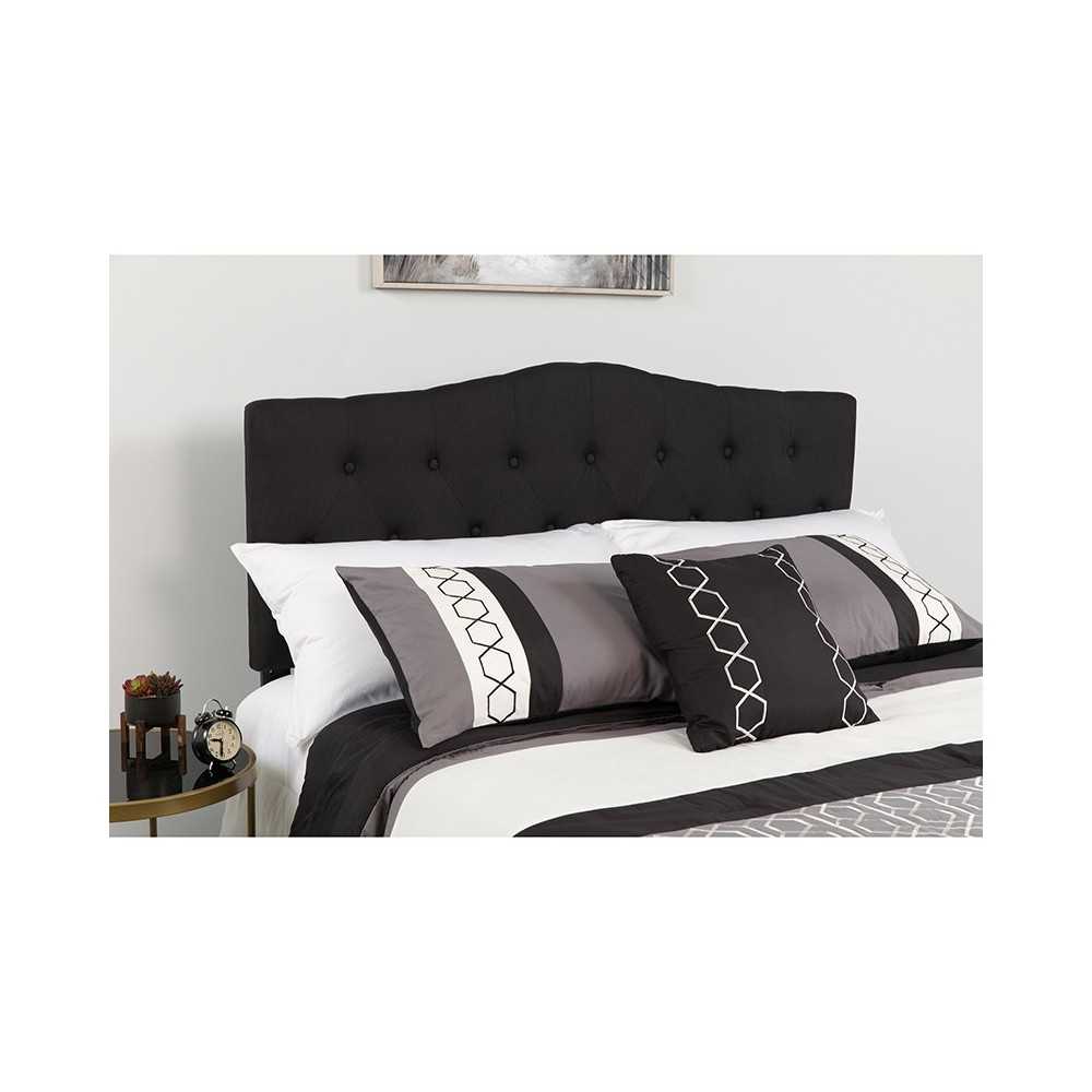 Cambridge Tufted Upholstered Twin Size Headboard in Black Fabric