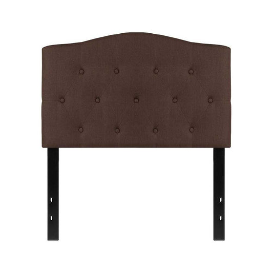 Cambridge Tufted Upholstered Twin Size Headboard in Dark Brown Fabric