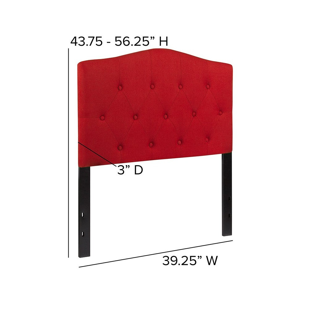 Cambridge Tufted Upholstered Twin Size Headboard in Red Fabric
