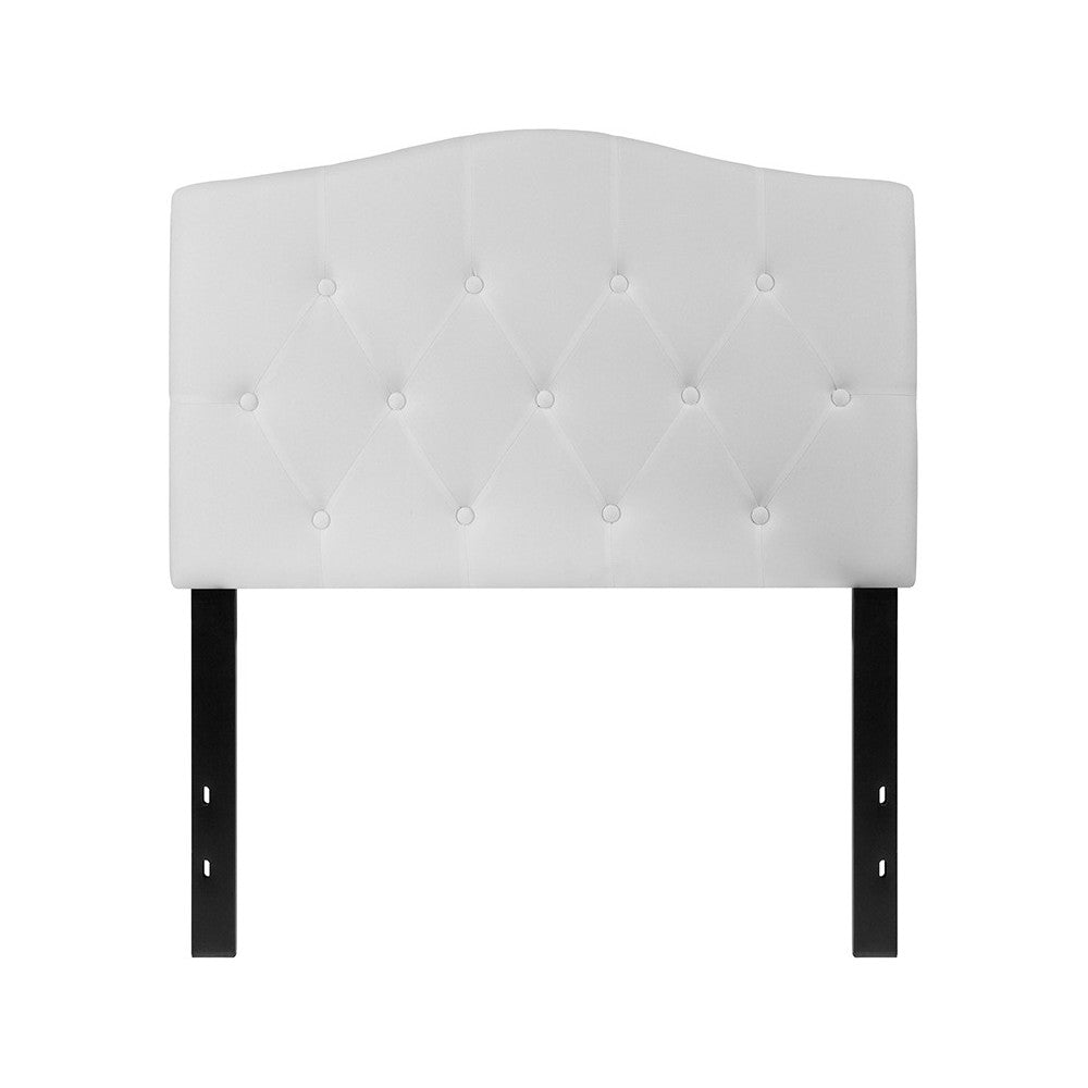Cambridge Tufted Upholstered Twin Size Headboard in White Fabric
