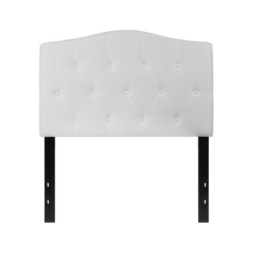 Cambridge Tufted Upholstered Twin Size Headboard in White Fabric