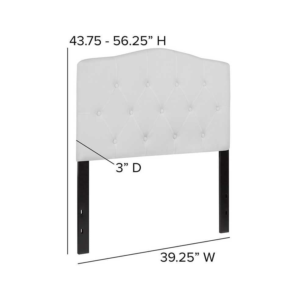 Cambridge Tufted Upholstered Twin Size Headboard in White Fabric