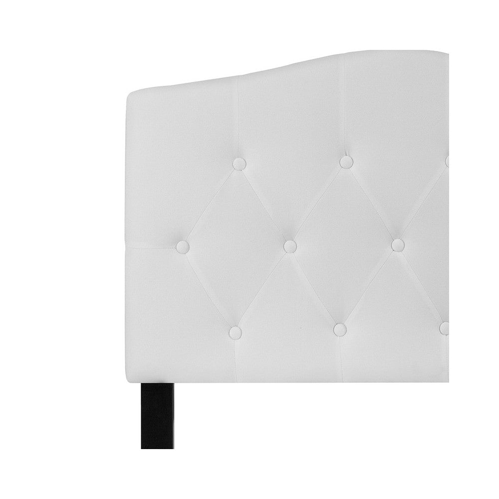 Cambridge Tufted Upholstered Twin Size Headboard in White Fabric