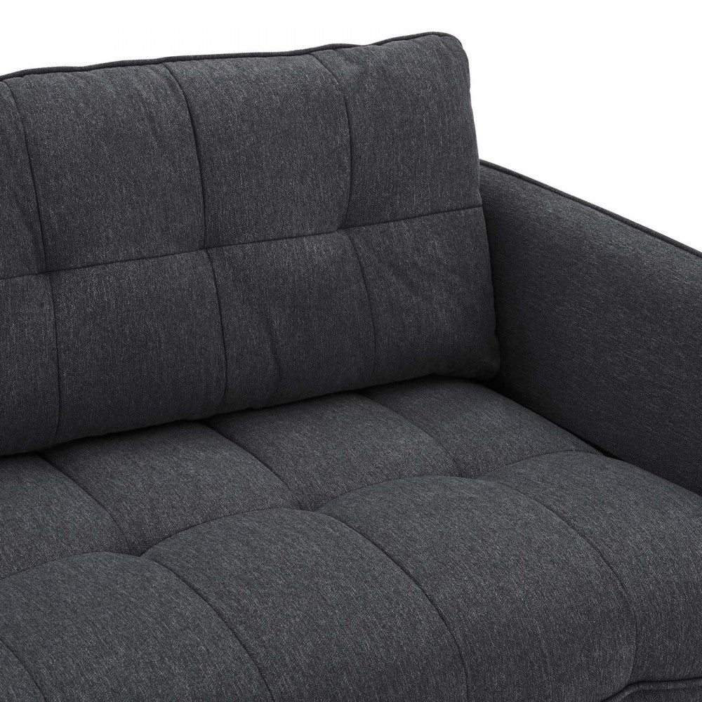 Cameron Tufted Fabric Sofa, Charcoal
